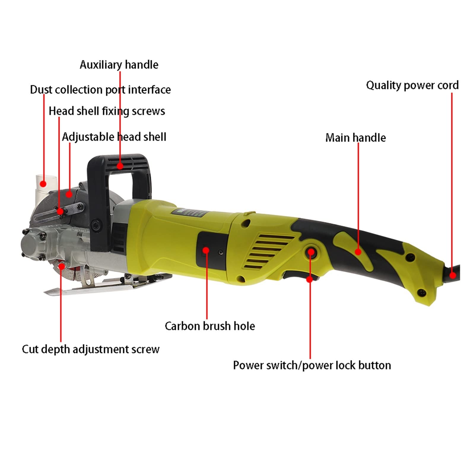 Rozadora Pared, 4000W Máquina de ranura de pared Máquina de corte de hormigón de acero Máquina de corte de pared eléctrica Chaser Saw Circular Sair herramienta eléctrica(115mm)