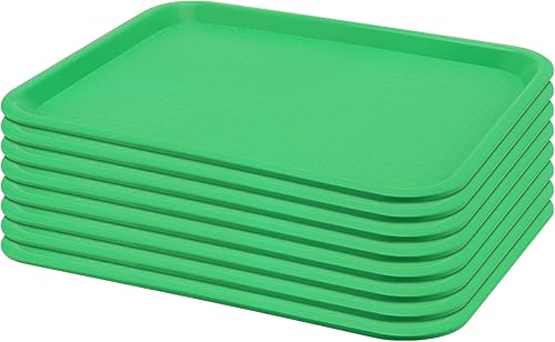 Miniatura 7 de Paquete de 6 bandejas de plástico de 12 x 16 pulgadas, bandejas de cafetería, resistentes a los arañazos, bandejas de comida rápida para la escuela,