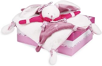 Doudou et Compagnie - Doudou Plat - Lapin Cerise Rose et Blanc - Boite Cadeau - 17 Cm - Idée Cadeau de Naissance Fille - Garantie Doudou Perdu - DC2703
