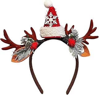 Holidayヘアバンド | トナカイ サンタハット 仮装アクセサリー | ヘア フープ | 季節行事 ウェディング コンサート イベント向け