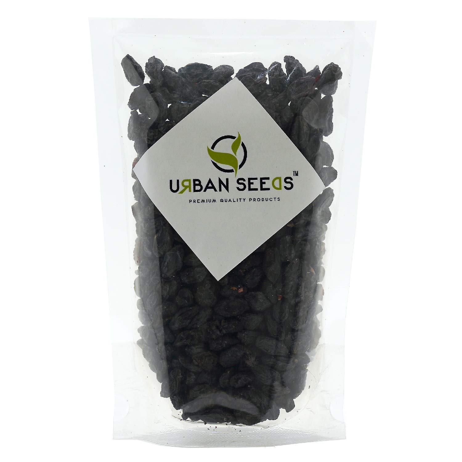 URBAN SEEDSBlack Raisins (Kali Kishmish) with Seed 1Kg | Dried Black Kishmish (Kaali Draksh) | Zip Lock Pack
