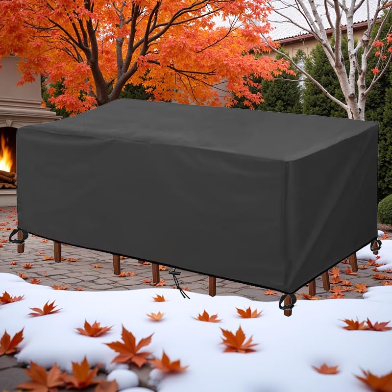 AOFOAE Fundas para Muebles de Exterior 290x220x70cm/Largo x Ancho x Alto Fundas Protectora para Muebles de Jardin,Anti Viento Negro
