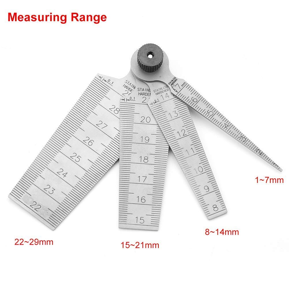 Calibro Saldatura 1 Set Strumento di Ispezione Fori per Spessimetro Conici per Saldatura Conica in Acciaio Inossidabile 1~7 mm, 8~14 mm Diversi Calibri
