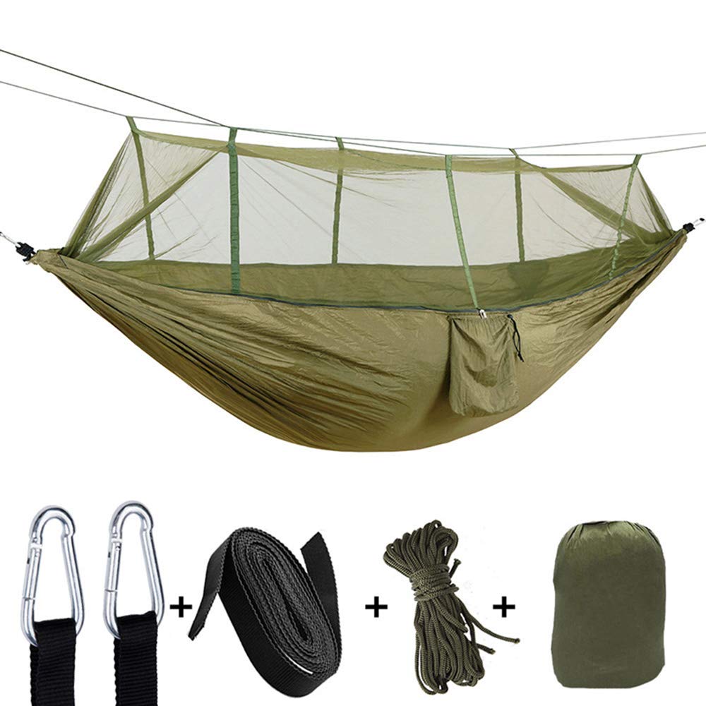 TopcHANCES Hamac de camping avec moustiquaire portable balançoire simple double camping léger en plein air voyage Hamac pour le camping, la randonnée randonnée à dos, vert militaire, Camouflage sky