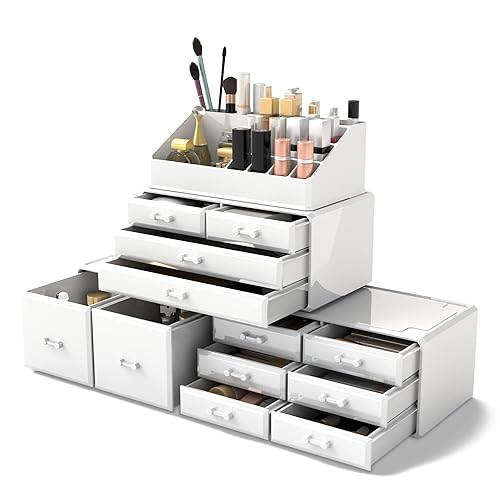 Miniatura 10 de Mueble organizador Readaeer para maquillaje y cosméticos con compartimientos exhibidores y 12 cajones