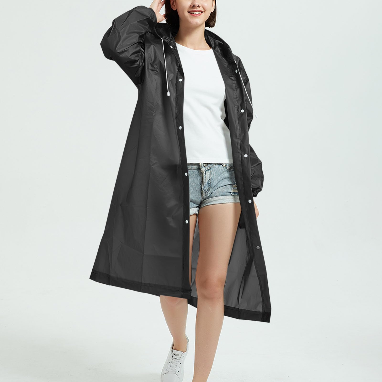 SYDUZAX Veste Longue Femme Grande Taille Manteau Imperméable Femme Vestes à Capuche Manches Longues Veste de Pluie Pour Homme et Femmes Manteau Coupe-Vent de Imperméables Surdimensionné