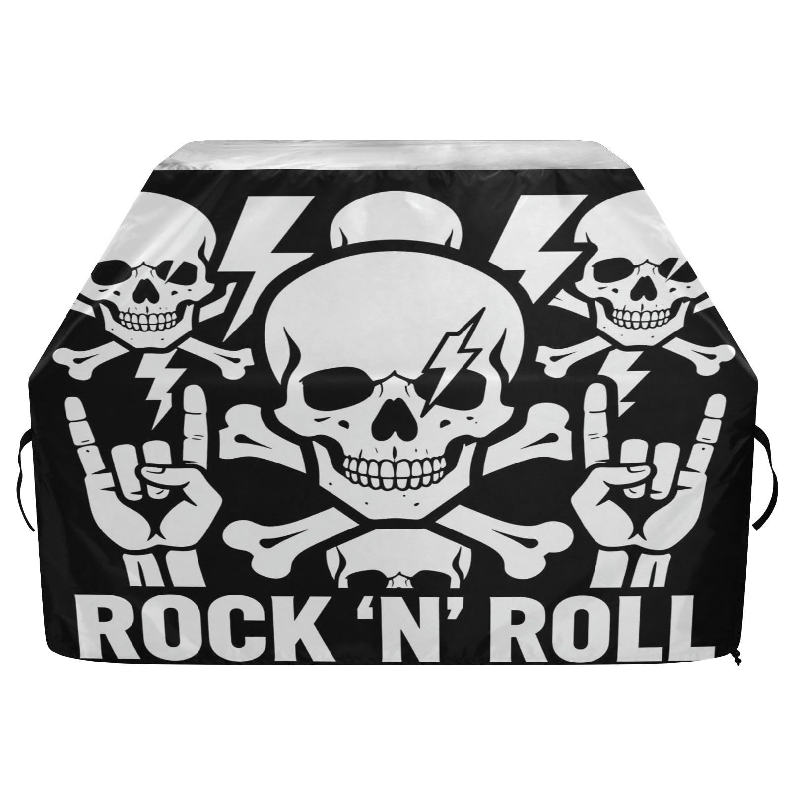 Fundas para ahumadores de 65 pulgadas, resistentes y anti-UV para exteriores, diseño de calavera Rock 'n' Roll