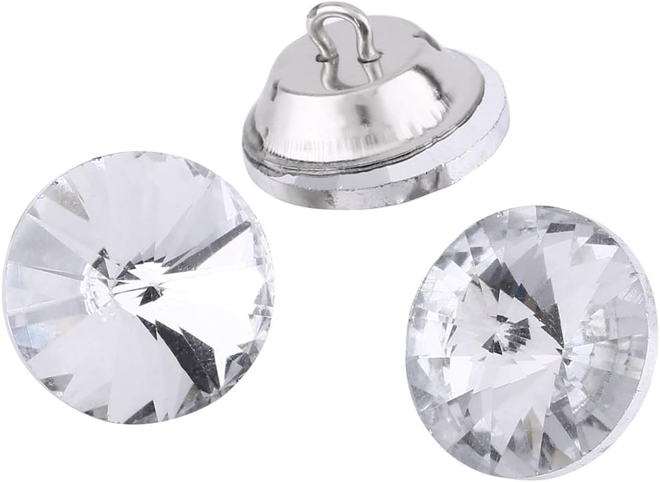 Crystal Upholstery Buttons 50Pcs 0.79" Clear Rhinestone Round Buttons with Metal Loop for Sofa Bed Headboards Furniture Decorative Sewing (50pcs 20mm)