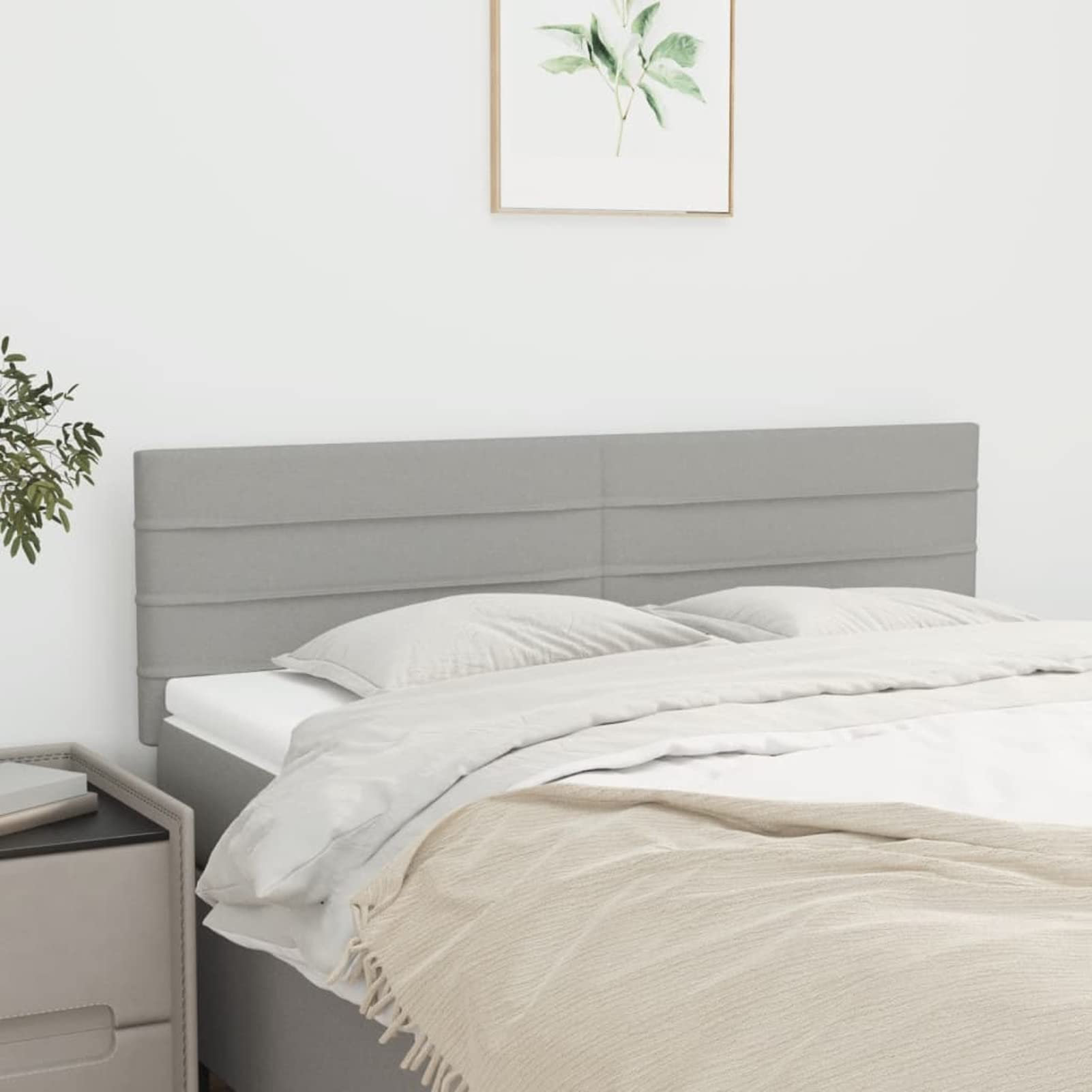 Cabeceros 2 Unidades, Cabezal De Cama, Cabecera para Cama, Cabeceira Cama, Cabezales Dormitorios Modernos, Tela Gris Claro 72x5x78/88 cm