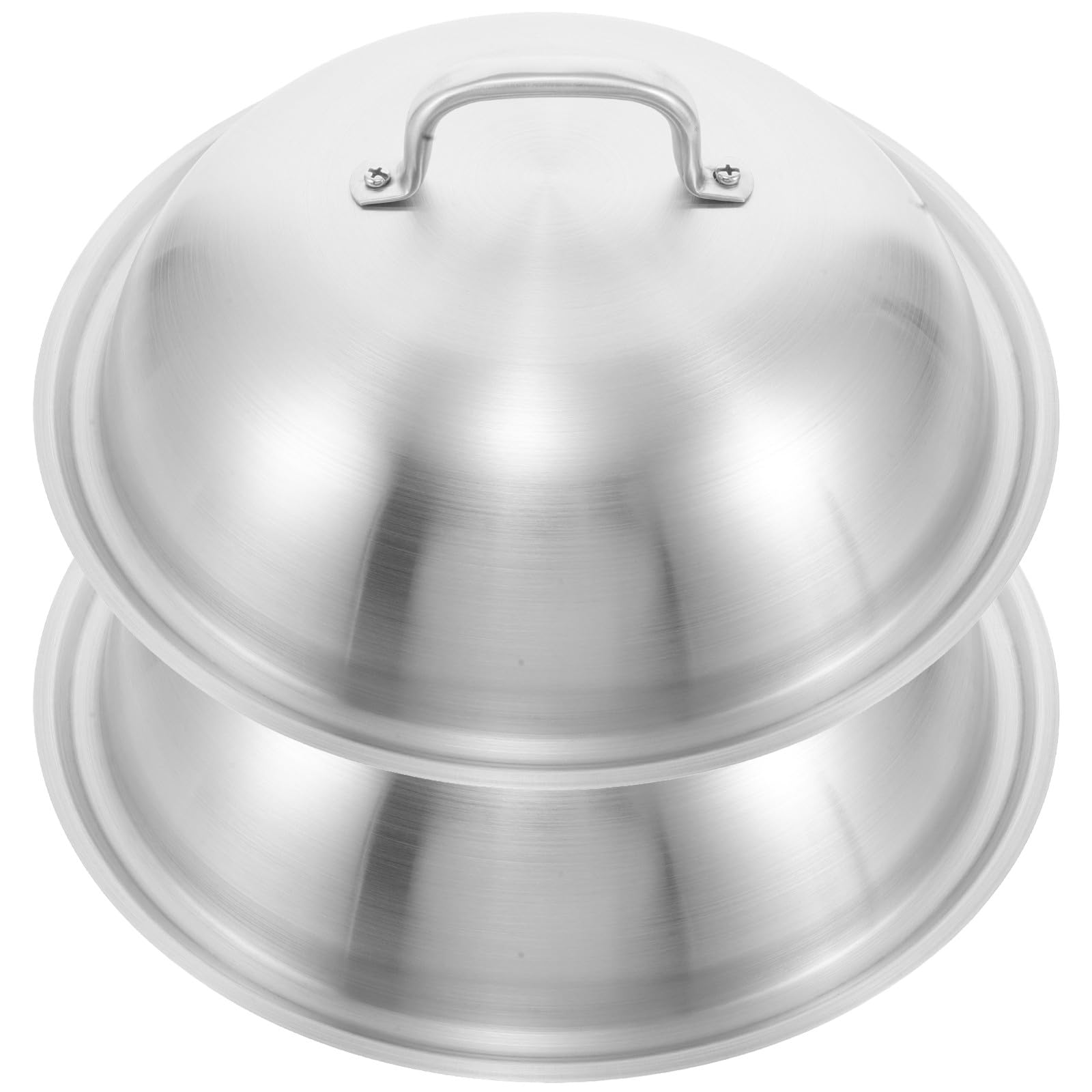 OUNONA 2 coperchi universali per pentole, padelle e casseruole, in acciaio inossidabile, coperchio a cupola per sciogliere il formaggio da 32 cm, coperchio per pentole con pomello.