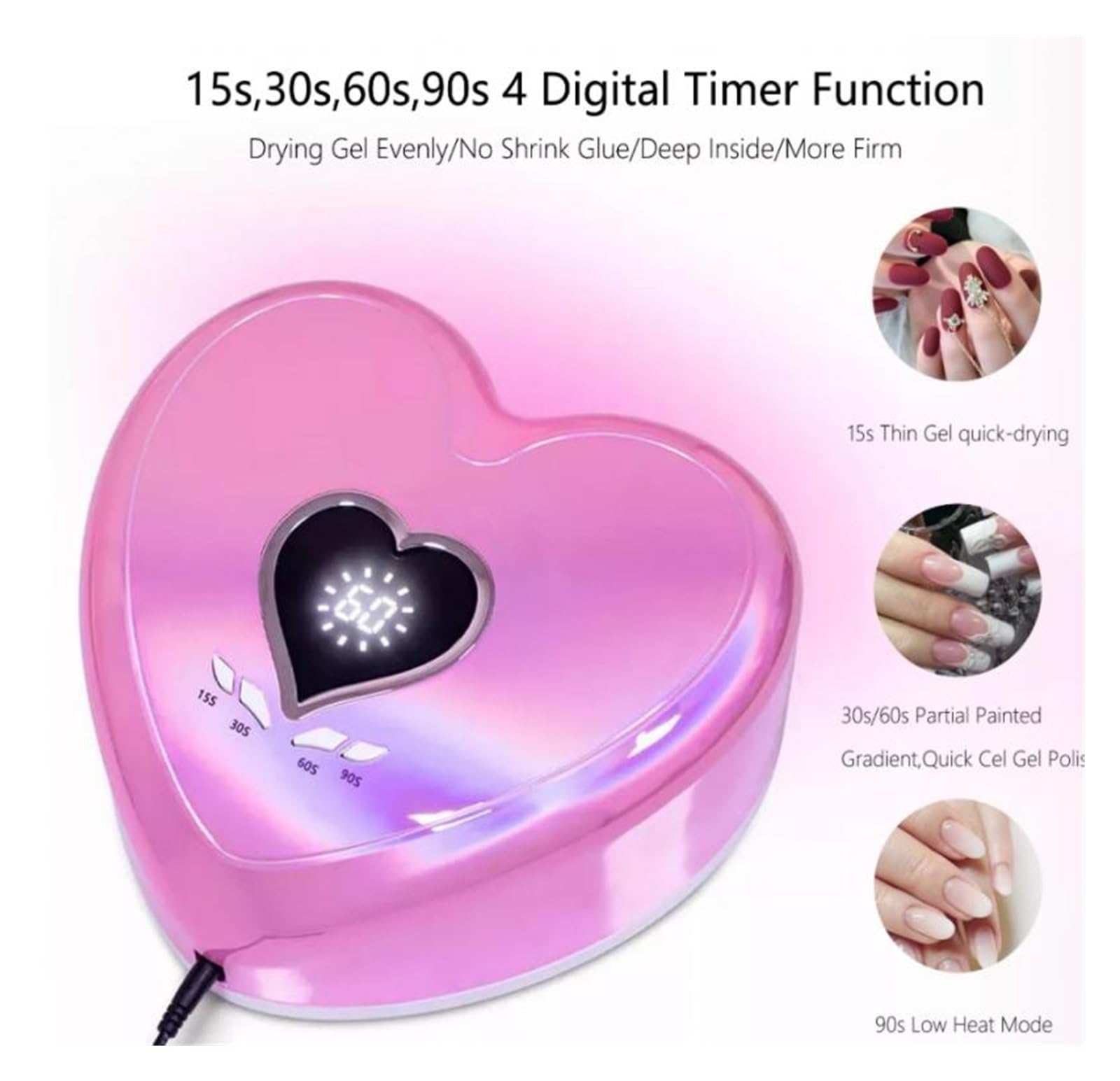 Lampa UV do Paznokci, Lampa LED UV do paznokci 96 W Lampa UV/LED do suszenia paznokci Manicure Kształt serca Profesjonalny lakier do paznokci Lampa susząca Maszyna Szybkie wysychanie Wszystkie lakiery