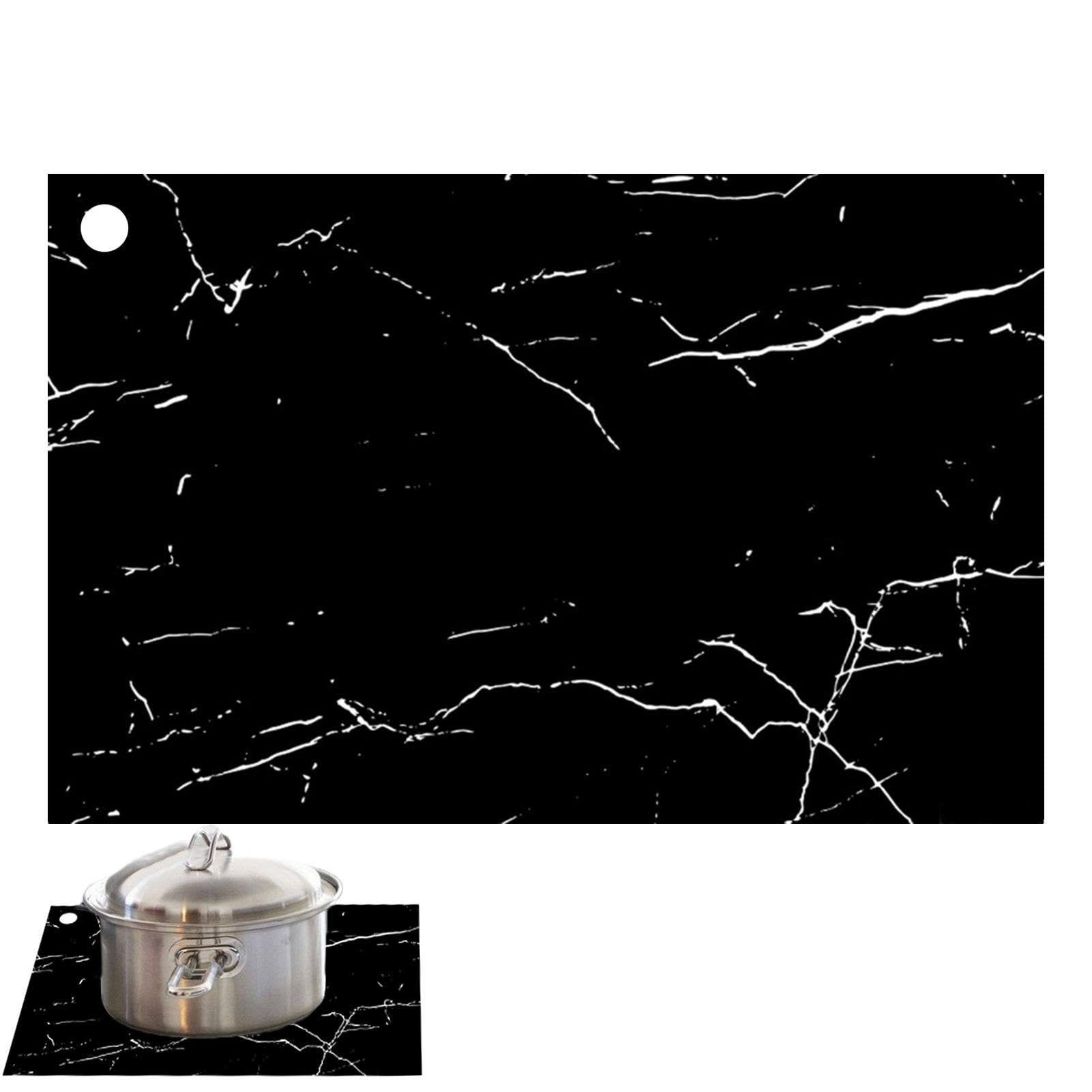 Alfombrilla para placa de inducción – Protector de arañazos de fibra de vidrio de silicona con patrón de mármol – Protector de quemador eléctrico antideslizante resistente al calor que evita que las
