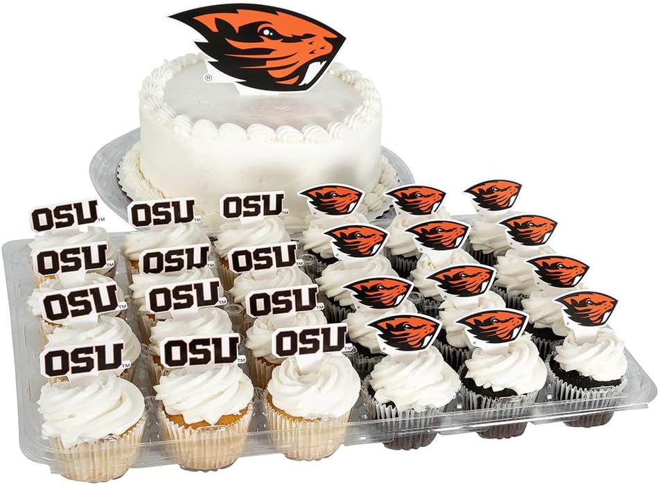 Desert Cactus Oregon State University Cupcake Topper and Cake Toppers Set - OSU Beavers 25 Pcs Food Party Supplies, Tablecloth Decorations, Graduation and Game Day