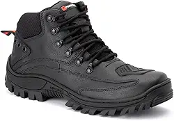 Bota Masculina Adventure Coturno Reforçado para Motoqueiro Aventureiro Preto com Cadarço
