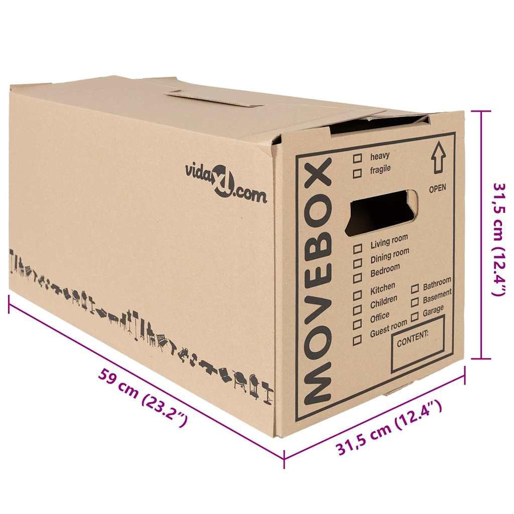 Umzugskartons 20er Set 59 x 31,5 x 31,5 cm, Stabile Faltkartons für Umzug, Lagerung und Aufbewahrung, Robuste Versandkartons aus Pappe