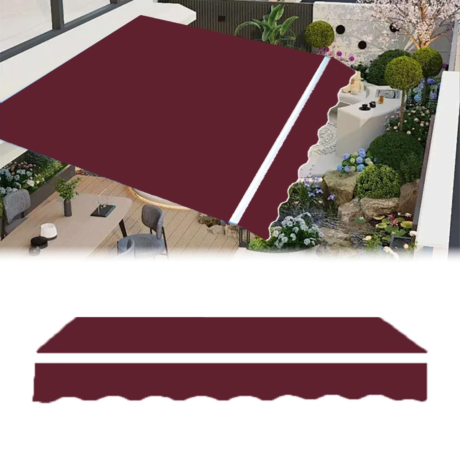 Toile de rechange pour pare-soleil rouge 4x2,5m : réparez votre store usé sans cadre