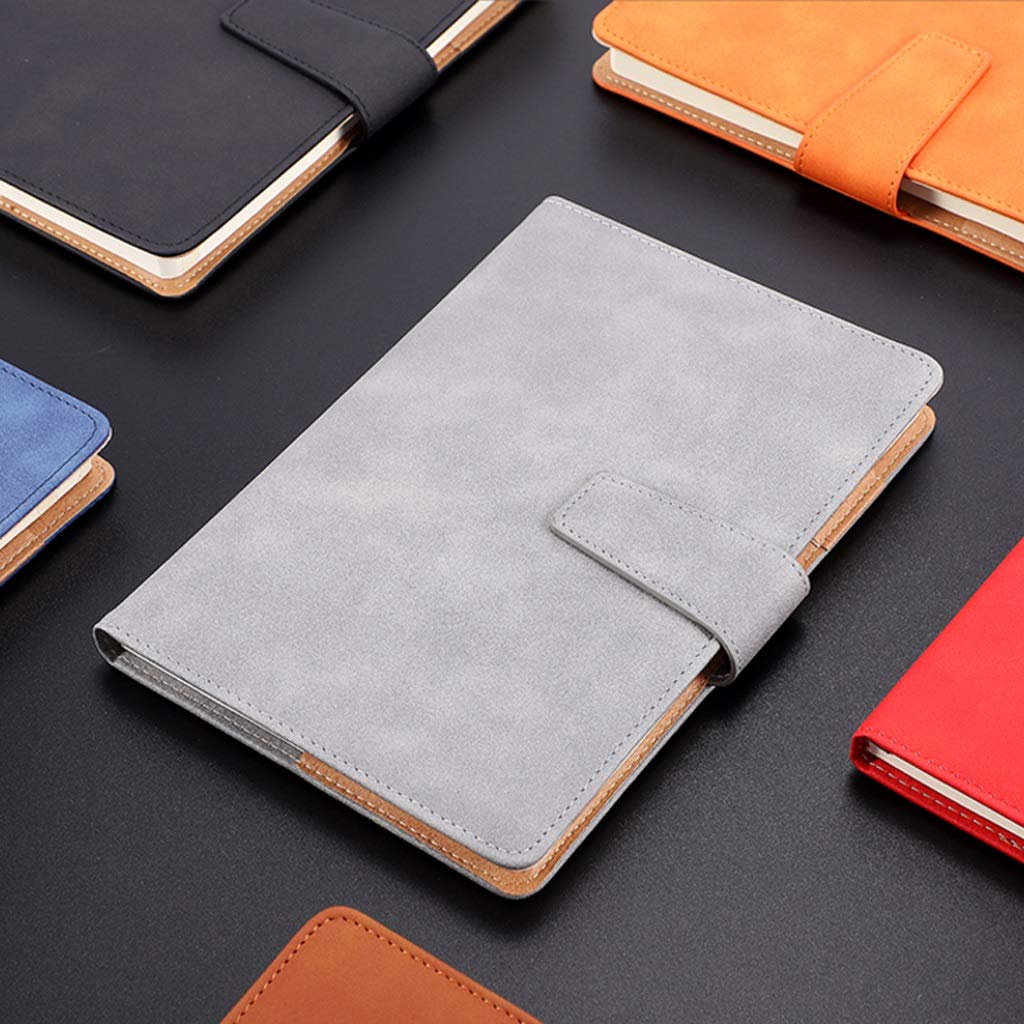 Notebooki skórzany notatnik wysokiej jakości zeszyt na spotkania biznesowe z długopisem żelowym czarny papeteria gruby papier do notebooka (kolor: Pomarańczowy, rozmiar: L)