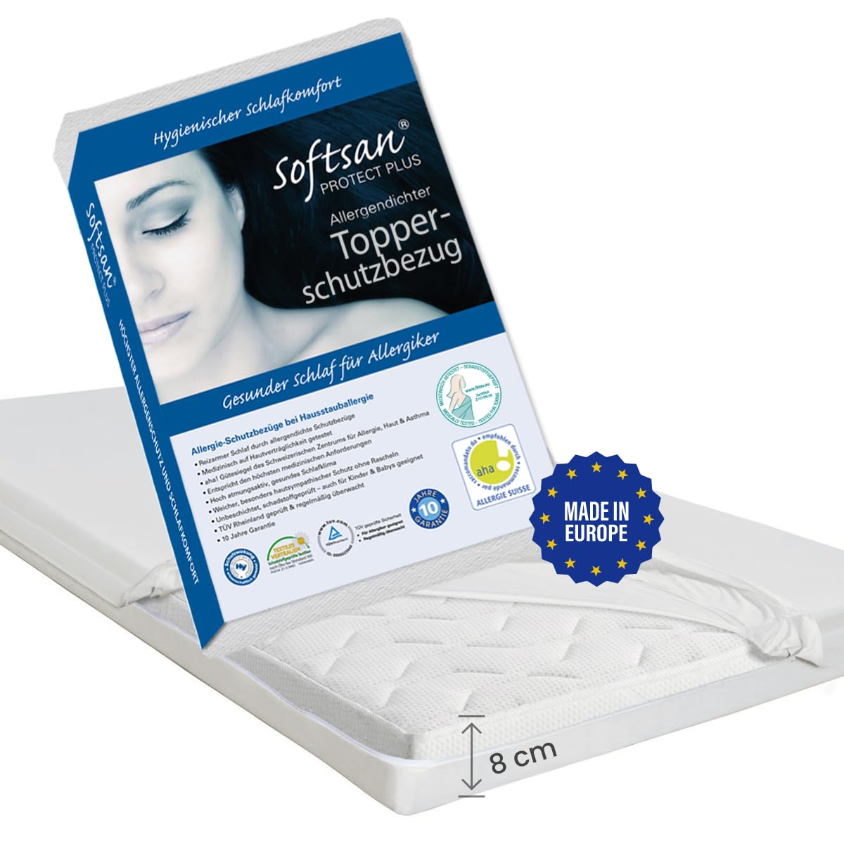 Softsan Matratzenbezug Höhe 8 cm für Topper (80x200x8 cm)