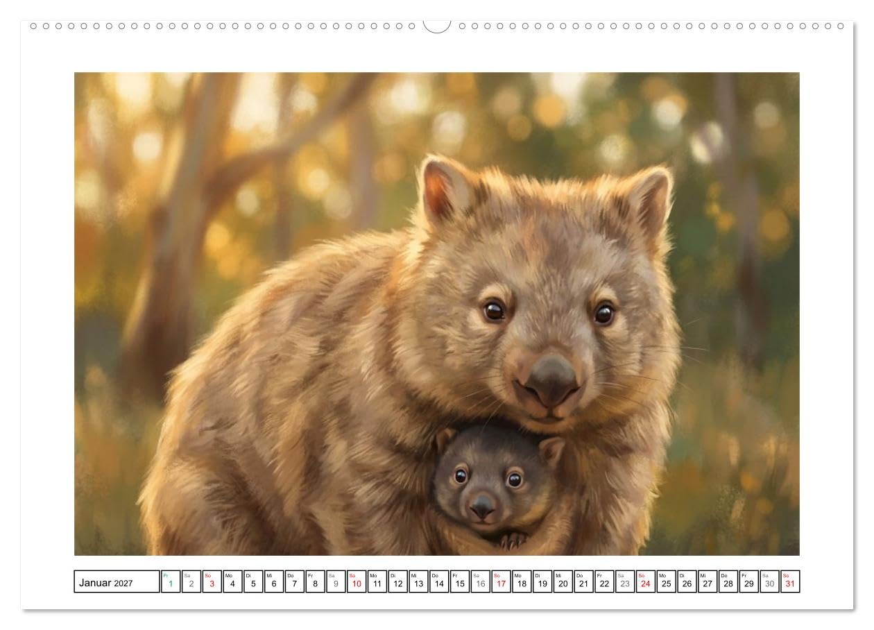 Wombats - Kurze Beine, großes Herz (Wandkalender 2027 DIN A2 quer), CALVENDO Monatskalender: Australiens liebenswerte Beuteltiere beobachtet (CALVENDO Tiere)