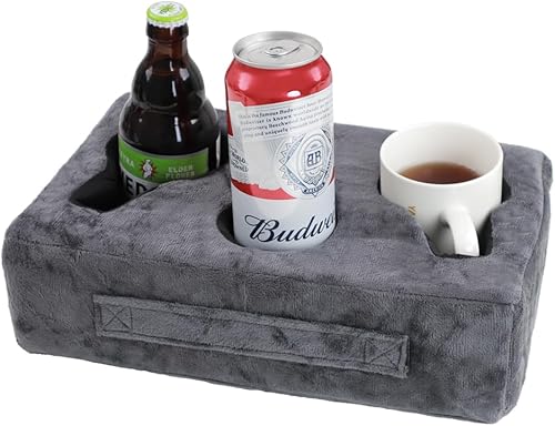 weryerker Soporte para taza de sofá, almohada para sofá, mesa de brazo de sofá, organizador de bebidas para sofá y cama, soporte a control remoto,