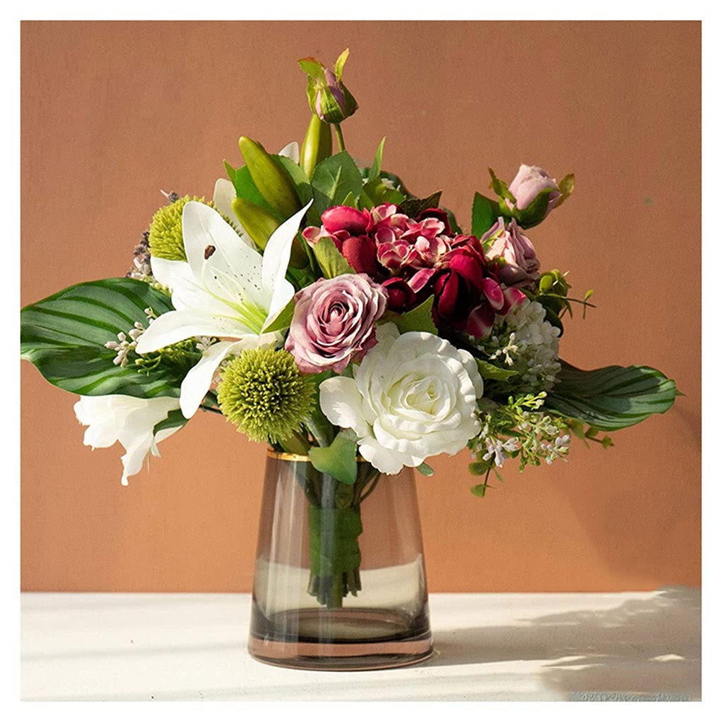 MYUYEE Artificial Flowers Artificial Flowers Retro Decoration Living Room Simulation Bouquet Fake Flowers Holding Flowers Dining Table Office Hotel Decoration Flower Set Flowers
