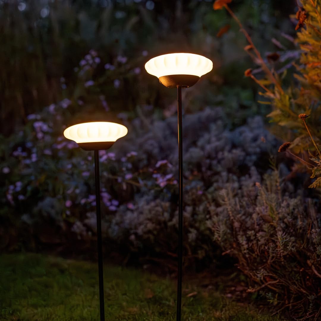Lumix® Solar Flowers 1x Solarleuchte für Außen Garten von Krinner innenliegendes Solarpanel, IP44, Auto EIN/AUS mit RGB, Auto Change und neutralem LED Licht, Gartenleuchte Sunny 1 Stück