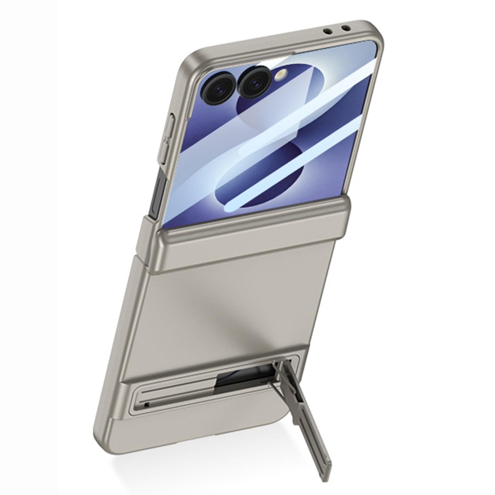 LUOTANL Multifunctional Case for Samsung Galaxy Z Flip 8, Screen Protector Slim Kickstand Frosted Hinge Cover,Silver,Flip 8