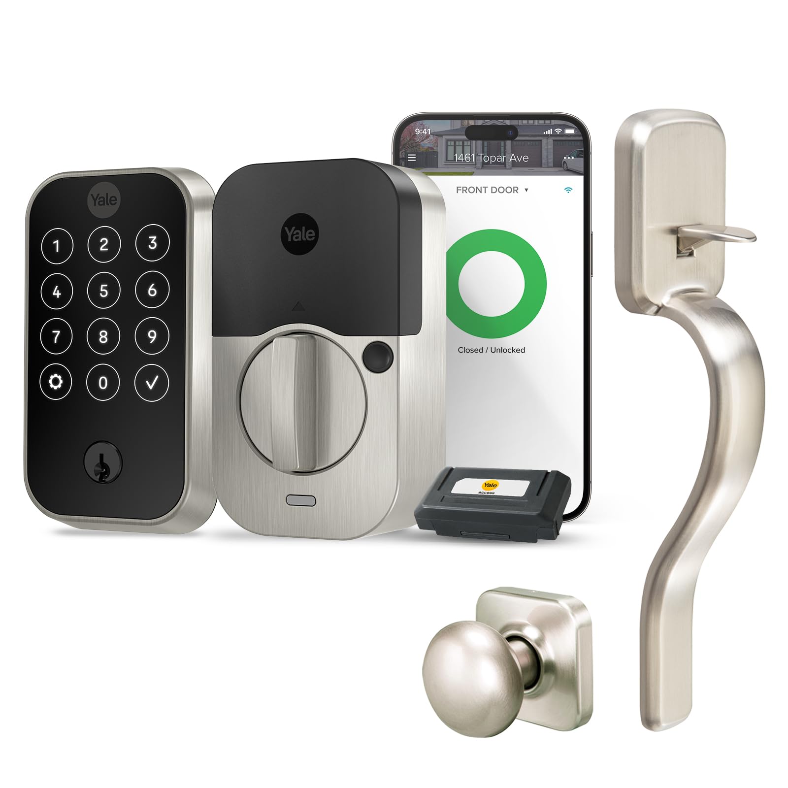 Photo 1 of Yale Assure Lock 2 Touchscreen with Wi-Fi and Ridgefield Handle in Satin Nickel
