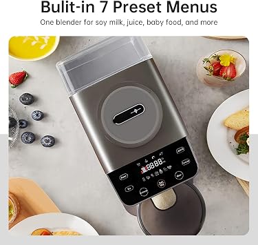 Joydeem Automatic Soymilk Maker Machine, Hot Cooking Blender for Soymilk, Nutmilk, Paste, Baby Food and Juice, 300-600ml Adjustable Capacity, Gray, JD-PB270, 800W