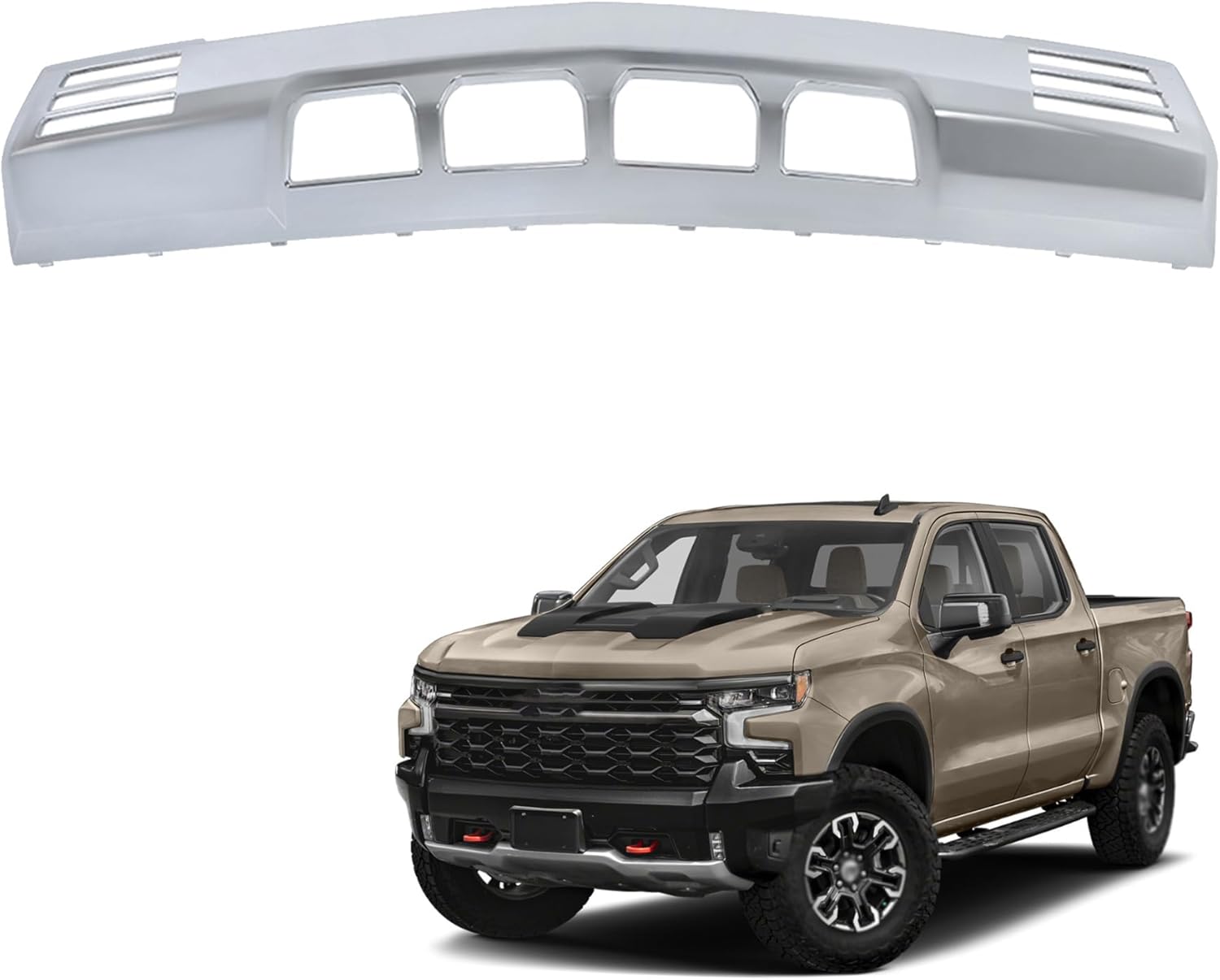 Chrome Plastic Front Bumper Lower Valance Skid Plate Replacement for Silverado 1500 2022-2023 84878992