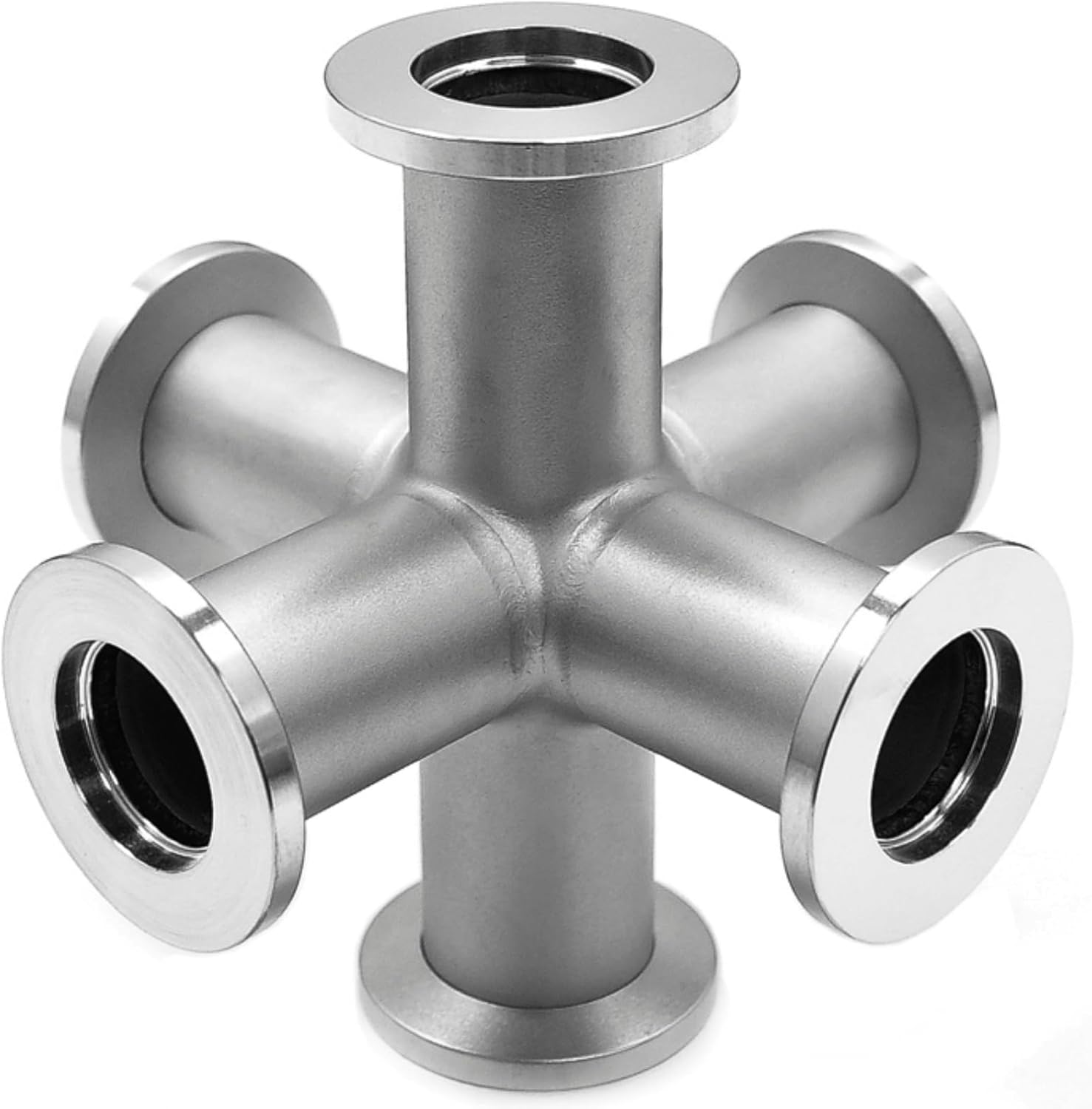 6-Way Cross KF-16 Vacuum Fittings, ISO-KF Flange Size NW-16, Stainless Steel Adapter Vacuum Fitting (KF16)
