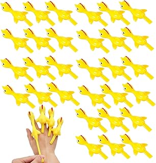 30 × منجنيق دجاج، منجنيق دجاج، دجاج على السعفة، دجاجة طائرة قابلة للتمدد، لعبة دجاج طائرة قابلة للتوسيع، لعبة دجاج باخراج الاصابع، مطاط حراري، أصفر