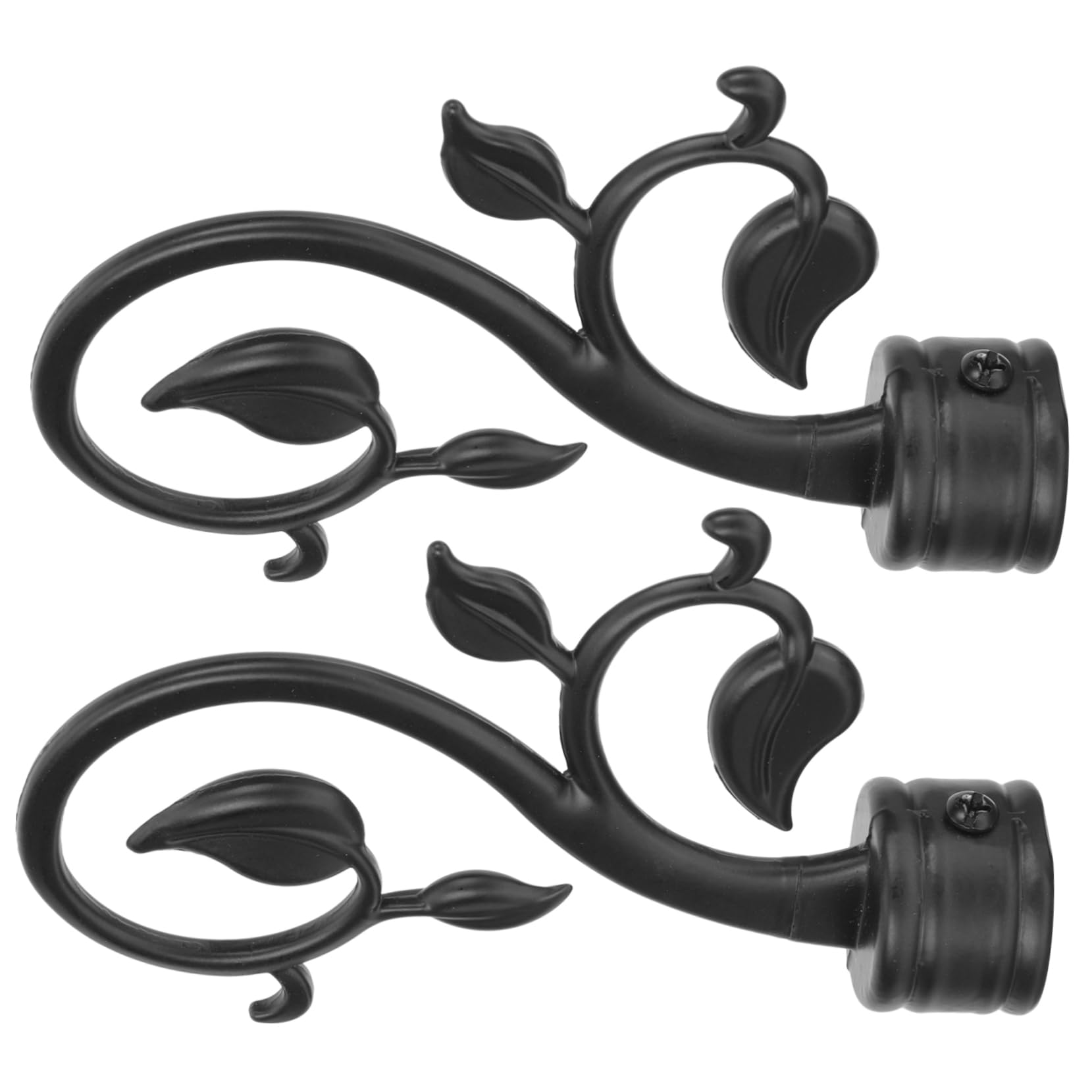 PRETYZOOM 2pcs Curtain Rod Decorative Head Curtain Rods for Windows, Aluminium Alloy, Black, 14.00X10.00X3.50CM