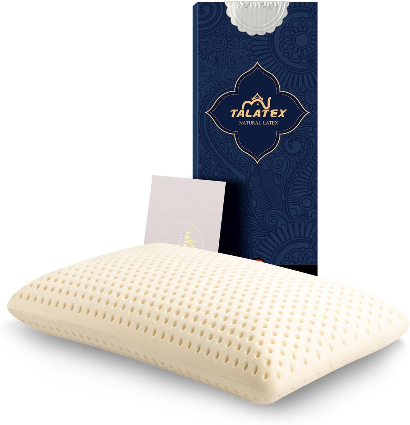 Talalay 100% Natural Premium Latex Pillow, Helps Relieve Pressure, No Memory Foam Chemicals, Perfect Package Best Gift with Removable Tencel Cover