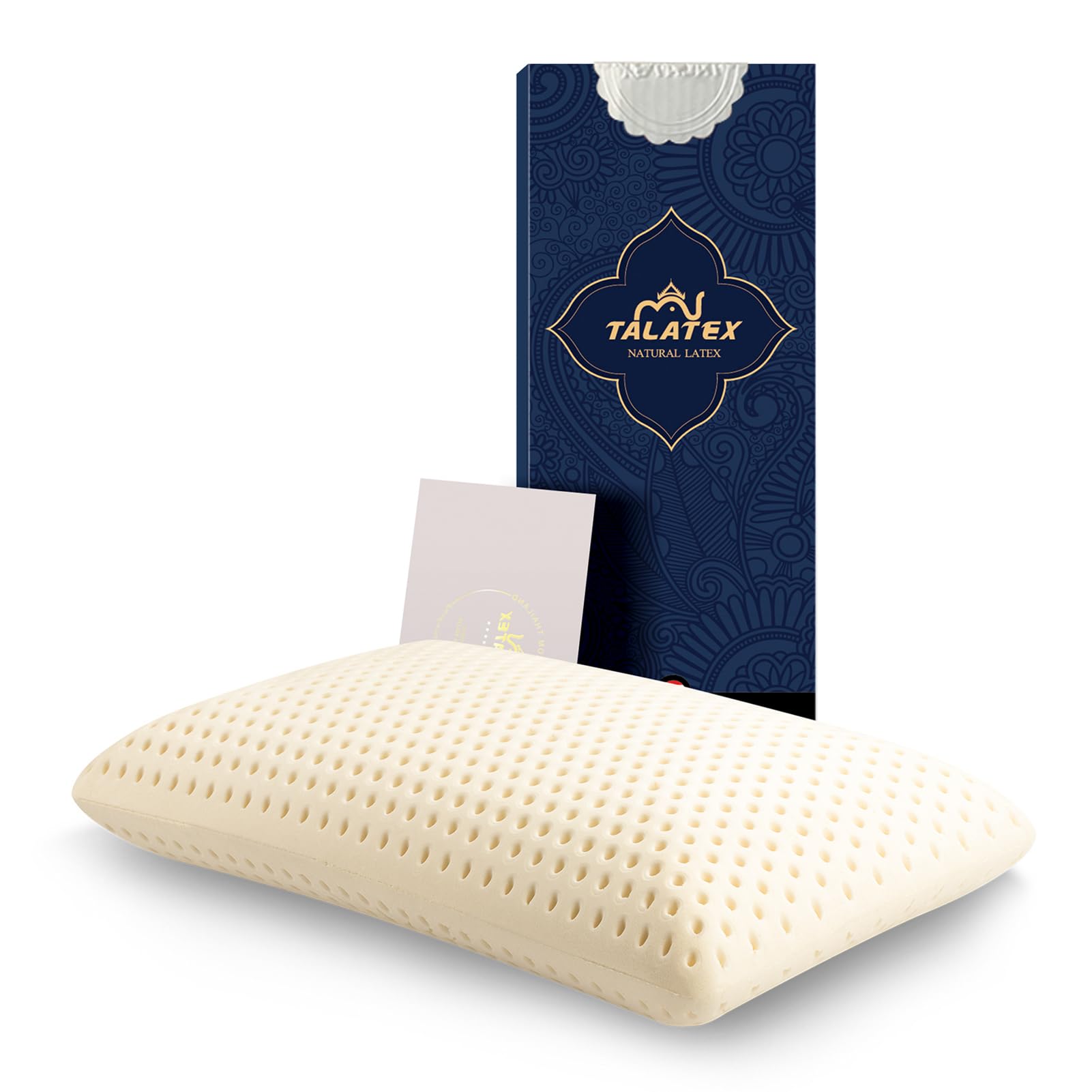 Talalay 100% Natural Premium Latex Pillow, Helps Relieve Pressure, No Memory Foam Chemicals, Perfect Package Best Gift with Removable Tencel Cover