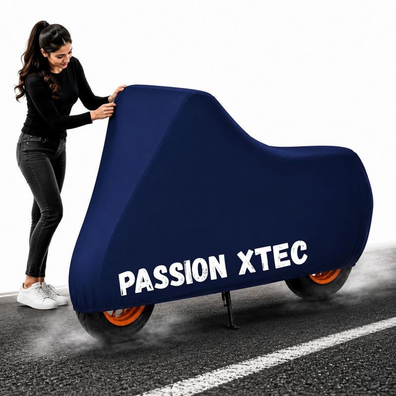 Image of Powerfull Bike Body Cover for Passion XTEC Dustproof Scratchproof - 100% Waterproof Passion XTEC Cover for Two Wheeler, Outdoor Full Motorcycle Cover with UV, Duty, Rain Protection - Black