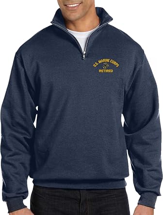 MilitaryBest U.S. Marine Corps Retired Embroidered Quarter-Zip Pullover