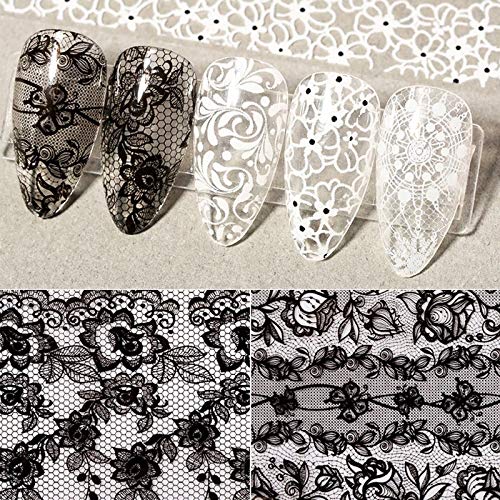 Bsbtbz K-22 Holographic Nail Foil Transfer Stickers Black White Lace Laser Foils Nail Art Supplies Starry Paper Designs thumb #6