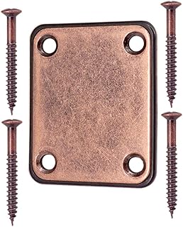 Gazechimp 4 Holes Electric Guitar Neck Plate,Neck Joint Plate With Screws for Electric Guitar Bass - Copper Red