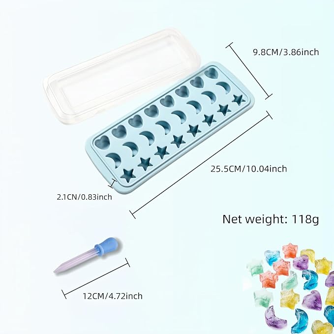Molde de silicona para hielo de 24 cavidades con tapa y gotero miniatura 3