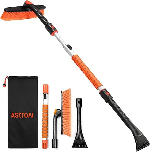 AstroAI - Rascador de hielo y cepillo extensible para nieve Naranja