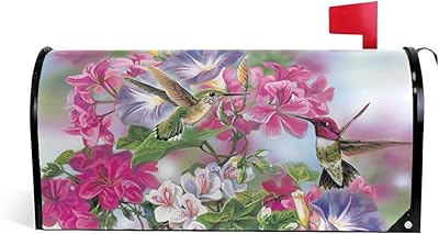 ALAZA WOOR Spring Hummingbird and Flowers Magnetic Mailbox Cover MailWraps Garden Yard Home Decor for Outside Standard Size-18