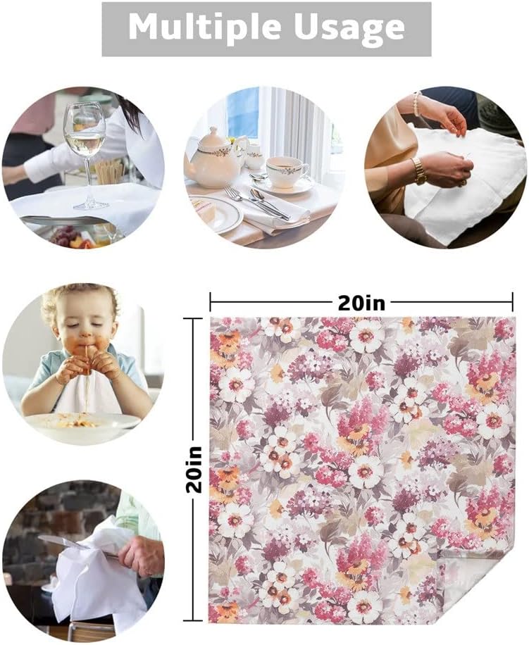 Watercolor Flower Hydrangea Cloth Napkins Set Birthday Banquet Wedding Decor Restaurant Supplies Table(6pcs)