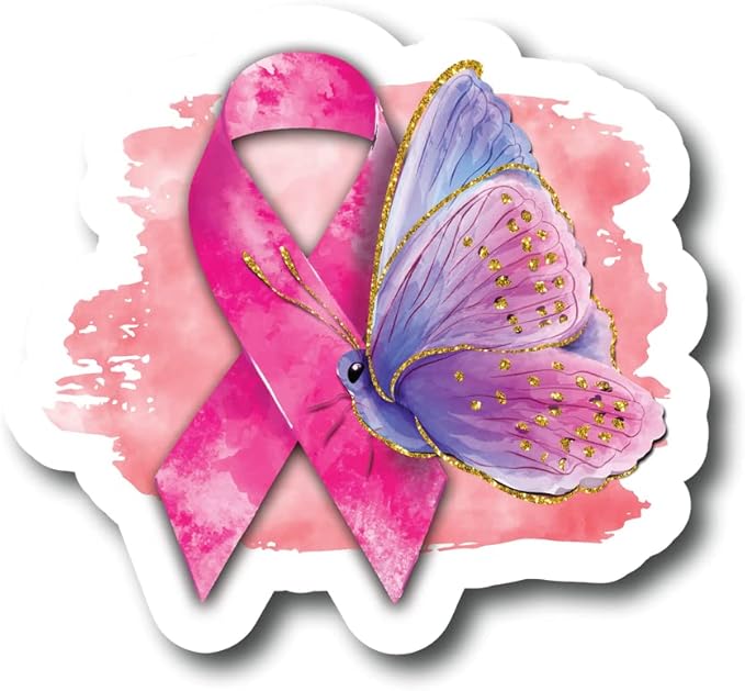 Cancer Ribbon Butterfly | Breast Cancer Awareness Month | Great Gift Idea|Single |5 Inch Magnet | Made in The USA | Car Auto Tool Box RefrigeratorMagnet | FBMMAG11699