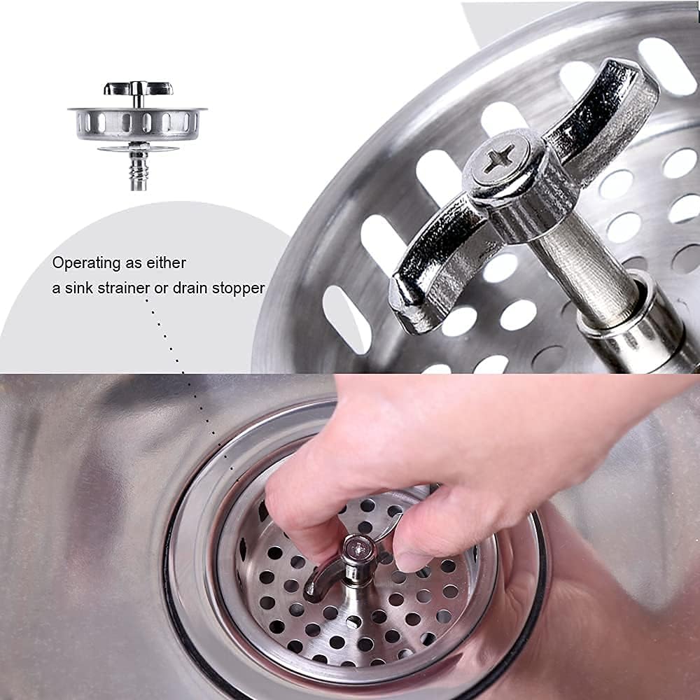 304 Stainless Steel Kitchen Sink Twist Lock Basket Drain Assembly W/Brass Nuts-VARNAHOME