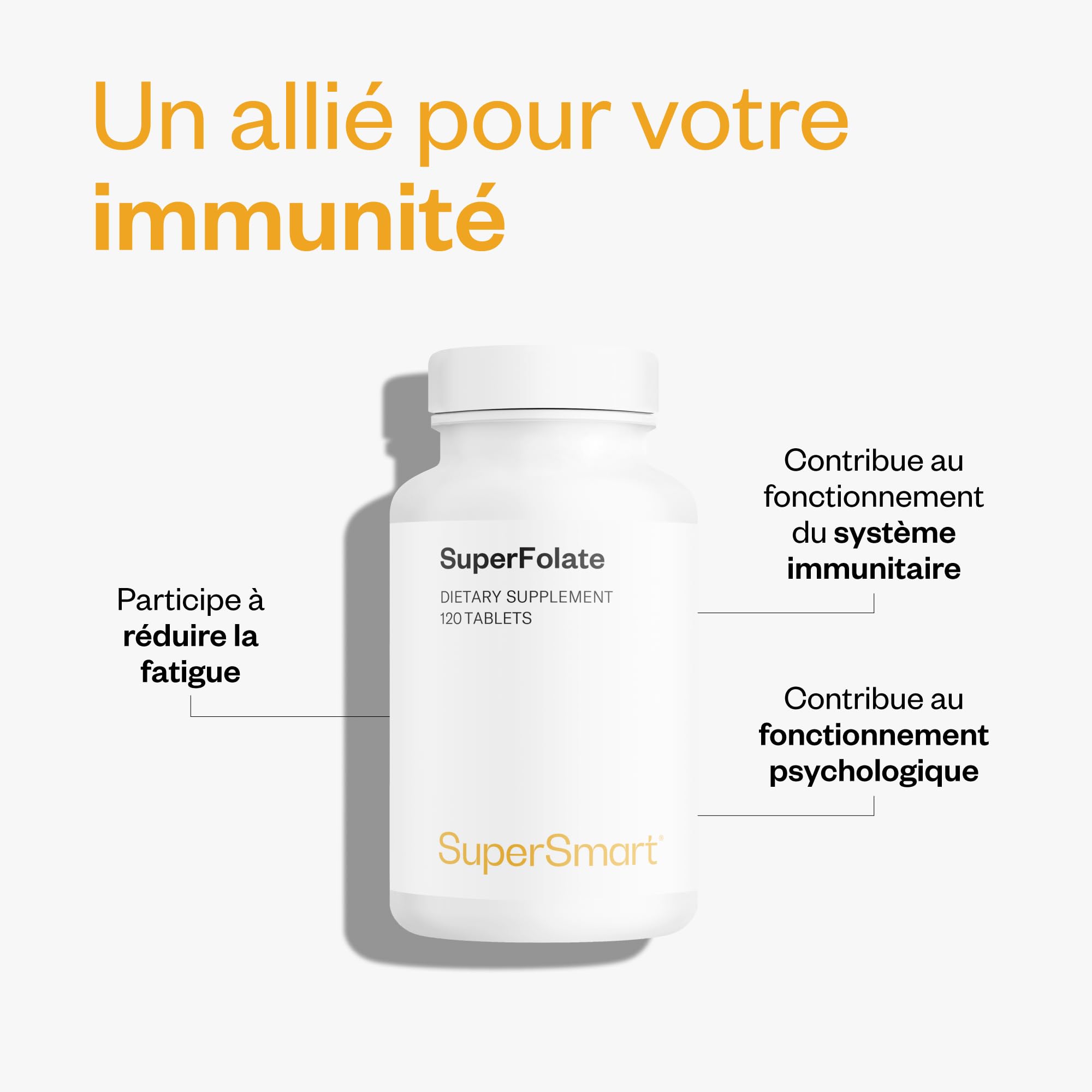 SuperFolate (Quatrefolic®) - Acide Folique (Vitamine B9) - Contribue à Réduire la Fatigue et à Soutenir la Fonction Psychologique - Élu «Produit de l’année» au NutraIngredients Award 2016 - Supersmart