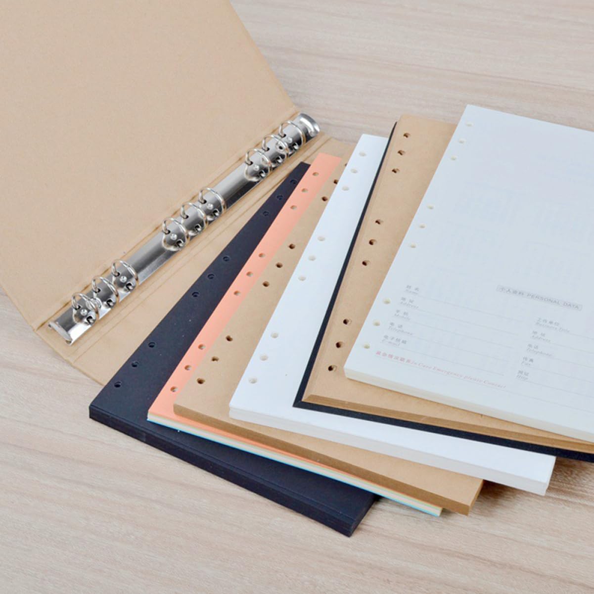 Classeur à Cahier Souple 3 Pièces en Papier Kraft Khaki