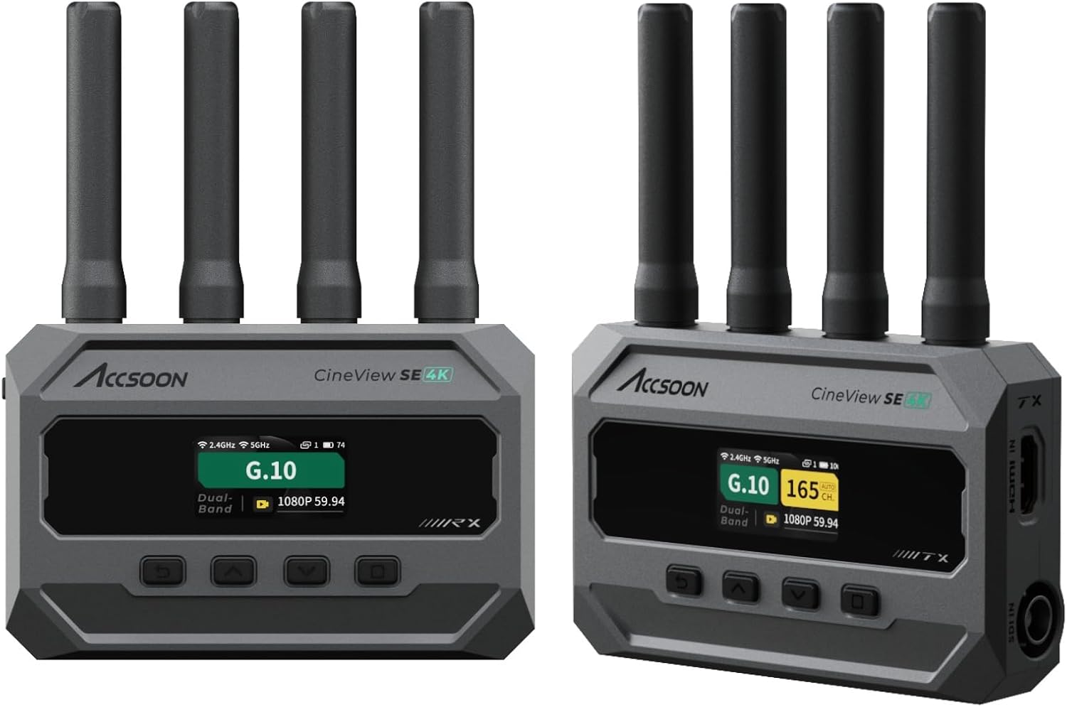 Accsoon CineView SE 4K Wireless Video Transmitter and Receiver HDMI SDI 4K30/1080P60 Dual-Band 50ms Latency 400m Range with USB Video Out, 5 Devices Monitoring, Pair CineView M7 Pro/Master 4K