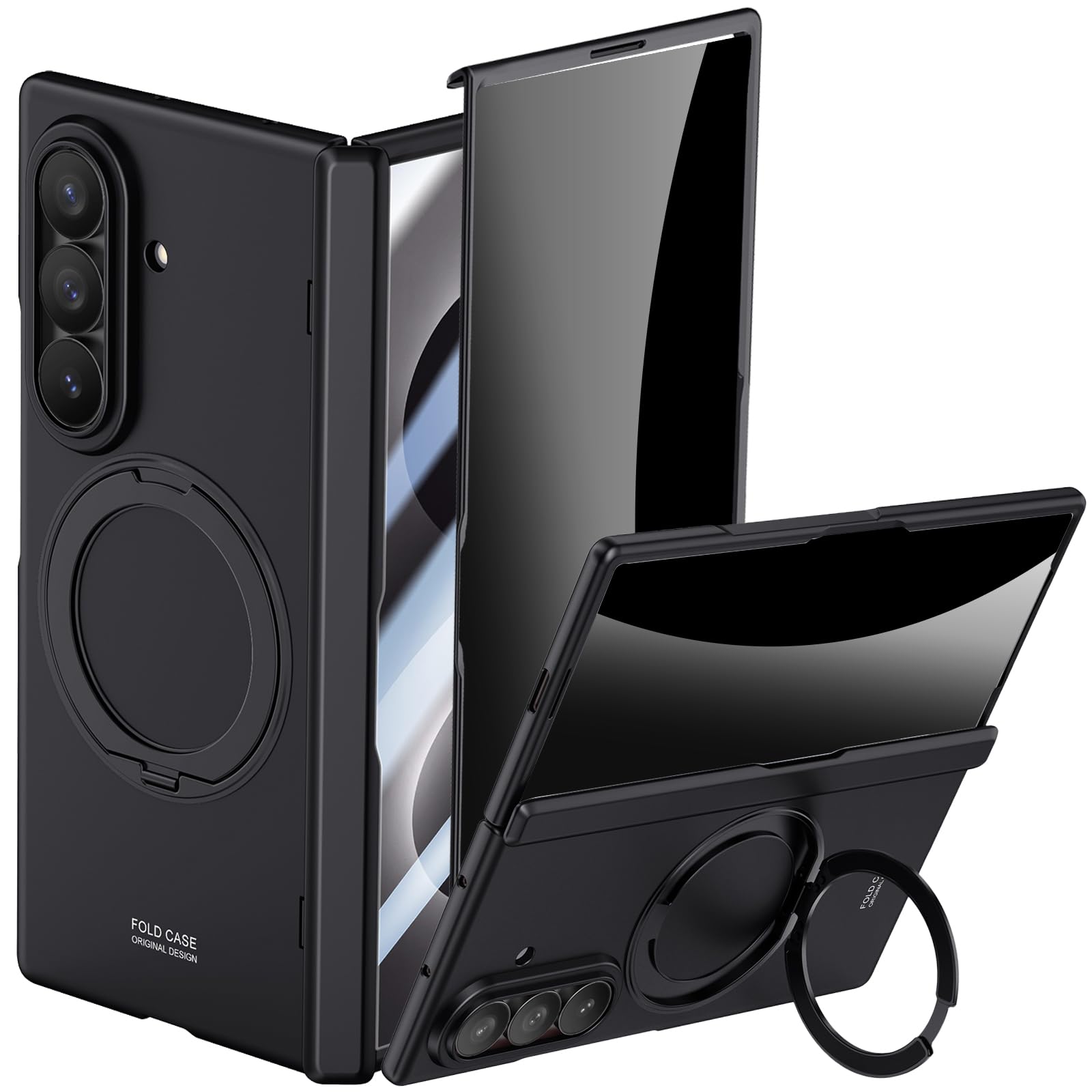 Funda para Samsung Galaxy Z Fold 8 Ultra con soporte de anillo magnético, [compatible] Protector de pantalla de privacidad integrado, cobertura completa, bisagra, funda protectora para teléfono