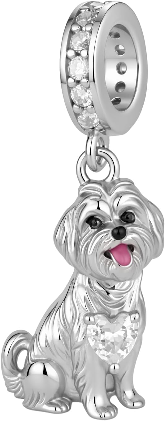 Dog Charms for Bracelets 925 Sterling Silver Cute Dog Jewelry Gifts for Women
